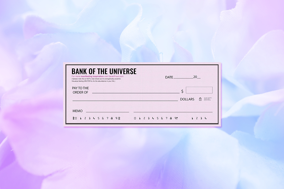 Secret check. Money check Bank of the Universe.